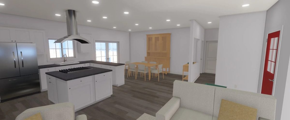 Dining room in a Den & Burrow custom home